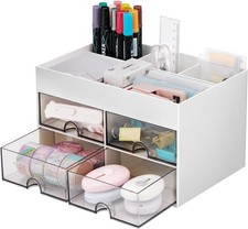 White Office Desk Organiser – Drawer Storage & Pen Holder to Keep Desk Tidy