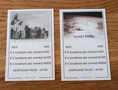 Monopoly Marvel Universum 2011 Ersatz Ersatz Eigentum Asgard Planet Erde 
