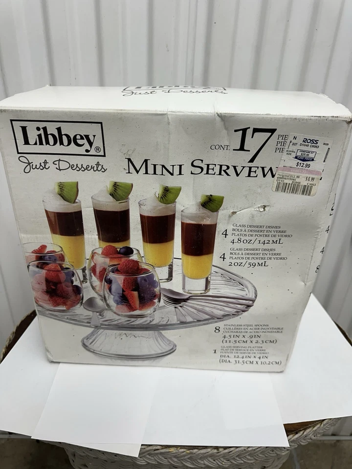 Libbey Just Postres Mini Servware Juego de 17 Piezas Soporte para Pasteles Platos de Desierto Cucharas Foto 3 de 4