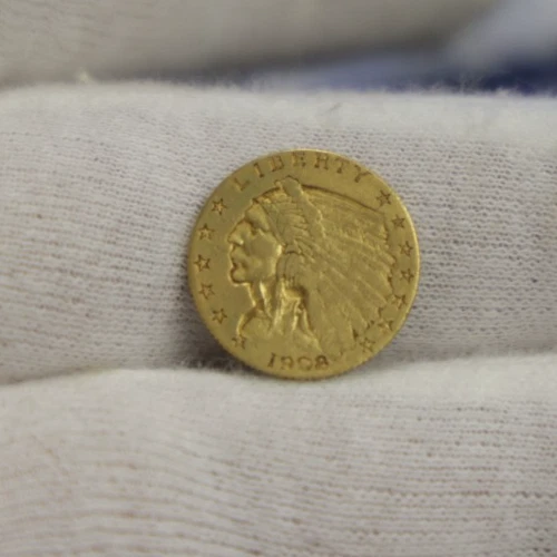 1908 US 2 1/2 Indian Gold Piece VF (Cleaned)