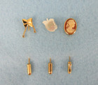 Vintage Gold Tone Stick Lapel Pins - Butterfly, Pearl Apple, Carved Shell Cameo — photo 1