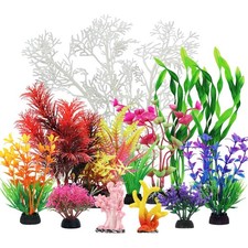 QUOZUO Aquarium Decorations Plants with Resin Coral, 12 pcs Fish Tank Accesso...