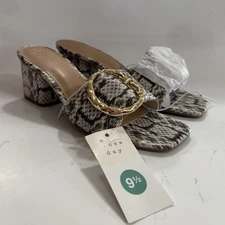A New Day Diana Buckle Mule Heels Gray Snake Size 9.5 New Nwt