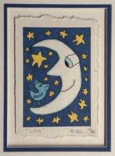 James Rizzi: original work "LOVE", watercolor on paper, unique, autographed