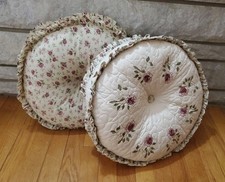 Vintage Floral Pillow Set Quilted Rose Cottagecore Throw Pillows Two Sided