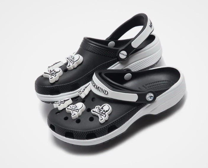 NWT Crocs Black White Clog Slip-On Shoes NWT Crocs Classic Black / White Work Graphic | Mercari main image 4