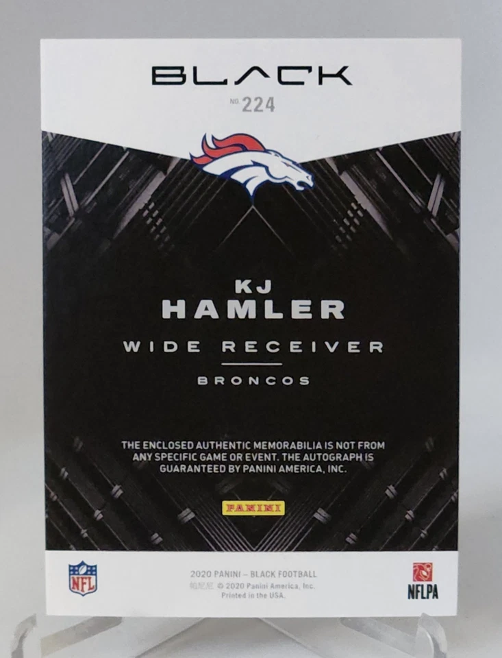 2020 Panini Black - Rookie Patch Autographs KJ Hamler 3 Color RPA /199 BRONCOS - Image 2 of 2