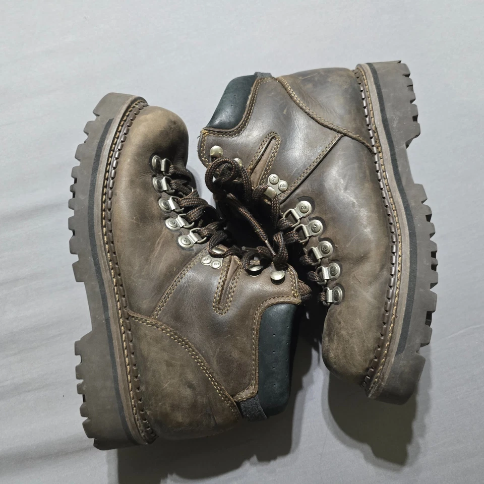 American Eagle Outfitters Botas Mujer 9 Combate Cuero Marrón Con Cordones Tobillo Top Foto 3 de 4