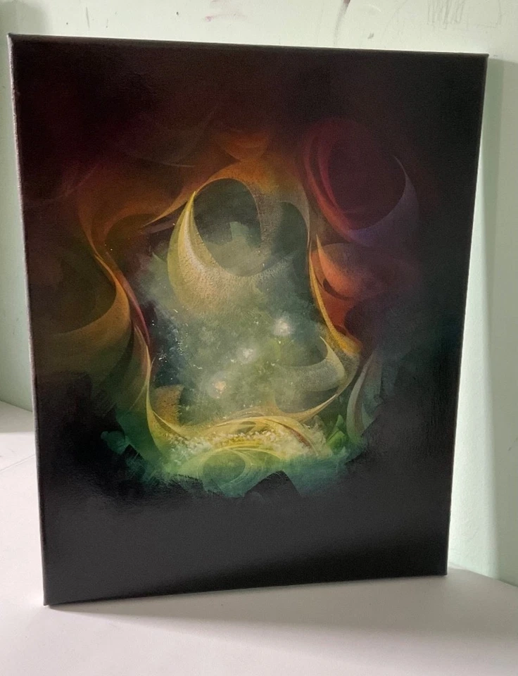 Pintura surrealista, original, acrílico, lienzo estirado, 16x20 in., paisaje Foto 2 de 2