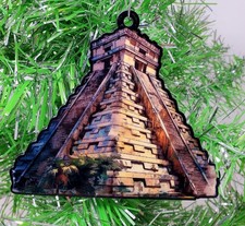 ADORNO MAYA - Antiguo adorno de Navidad con temática de pirámide maya