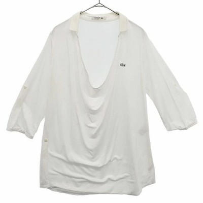 Lacoste Japan White 3/4 Sleeve Cut & Sew Polo M Made in Japan