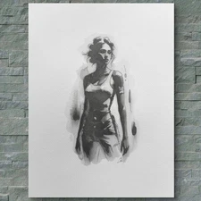 Original 8x10 Female Woman   Portrait  Watercolor Painting Sketch