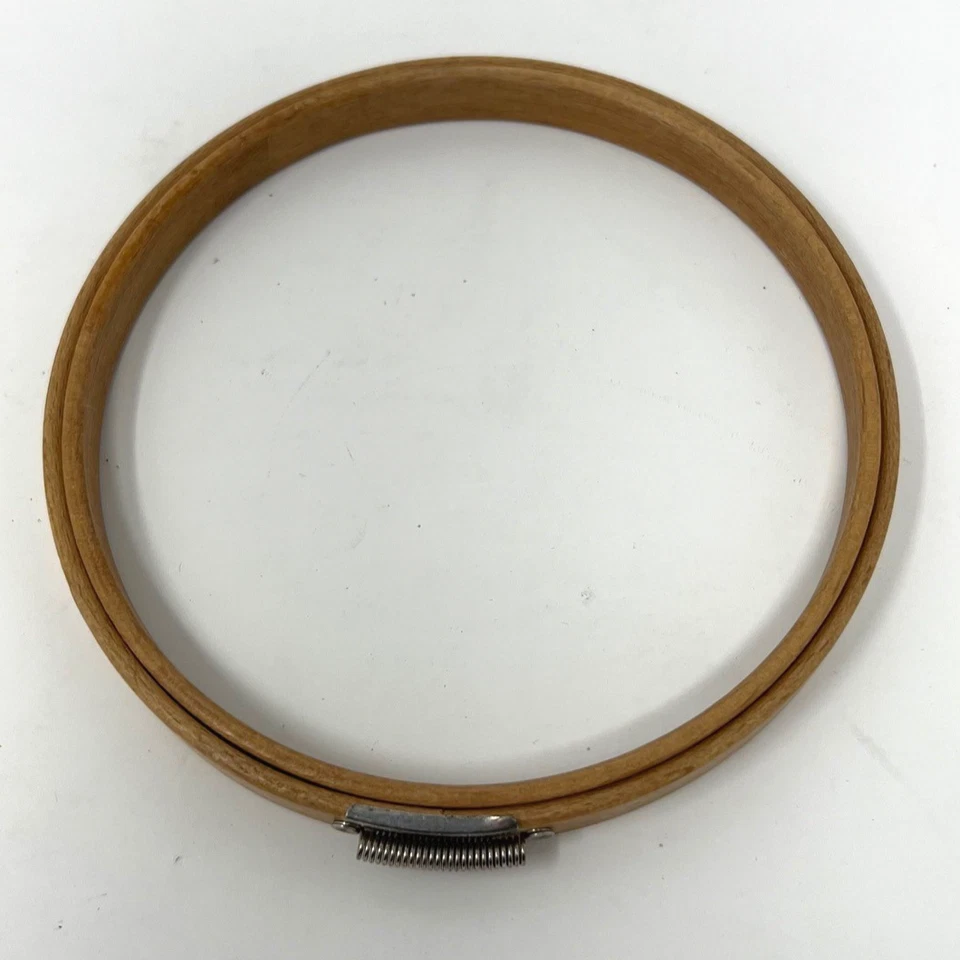 Vintage GIBBS 5" Wood Round Embroidery Hoop Felt Lined Spring Tension - Image 3 of 4