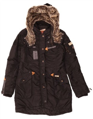 KHUJO Womens Hooded Padded Coat UK 14 Medium Black Polyester DL19