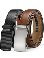 Men's 2Pack Ratchet Belt, 36" to 42" Waist Adjustable 2pack-black801/Brown805