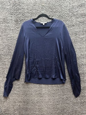 Elizabeth And James V Neck Long Sleeve Blouse Purple Womens Size S