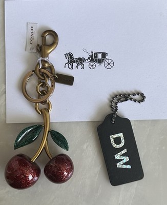 NWT COACH RED GLITTER CHERRY BAG CHARM BRASS 23205 | eBay