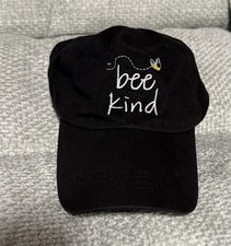 Bee Kind Black Embroidered Baseball Cap Adjustable Strap One Size Women’s