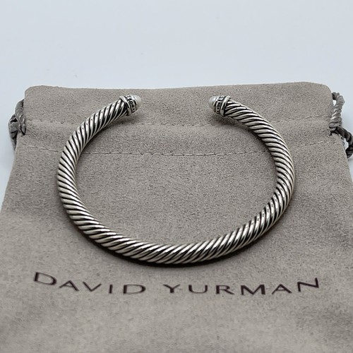David Yurman Cable Classics 5mm Pearls and Diamonds Cable Cuff Bracelet - Picture 4 of 6