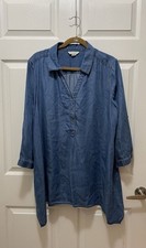 Women's Chambray Dress Top Blouse Lightweight Size L