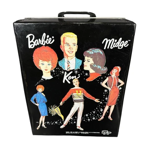 Vintage 1964 Barbie Ken Midge Doll CARRYING CASE Collectible Mattel Inc Black