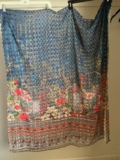 Unbranded Dupatta Scarf Unisex 38 in x88 in Chiffon Floral Print Lace Multicolor