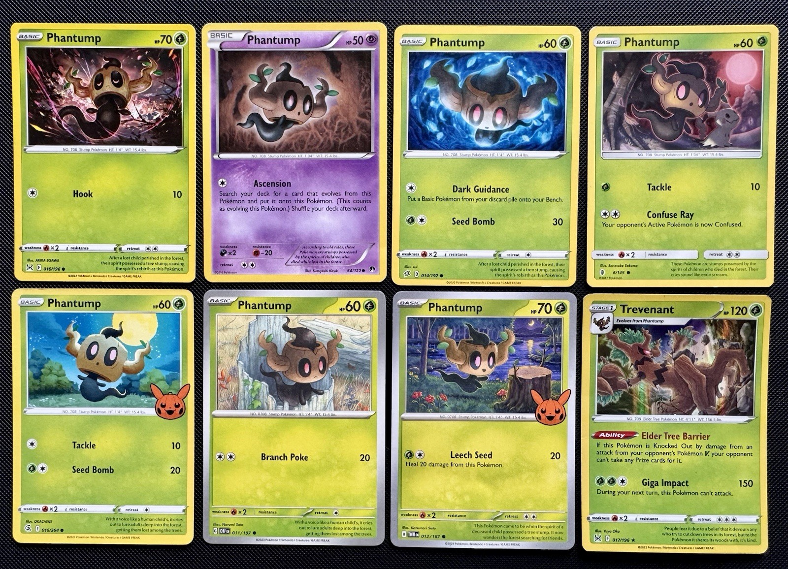 8x Phantump Trevenant Pokemon Species Collection  Halloween Pokemon Card Lot
