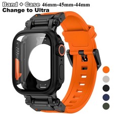 Change to Ultra Case for Apple Watch Series 11 10 9 8 7 6 5 SE3 Band Strap 45mm