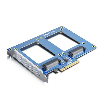 PCIe to SFF-8639 Adapter Card PCIe 3.0 x8 to 2x SFF-8639 for 2.5'' U.2 NVMe SSD 