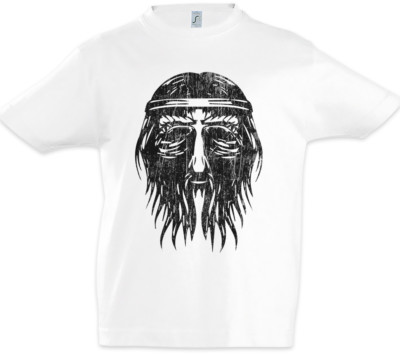 Nordic Barbarian Face Kids Boys T-Shirt Vikings Odin Hugin Munin Valhall Odhin