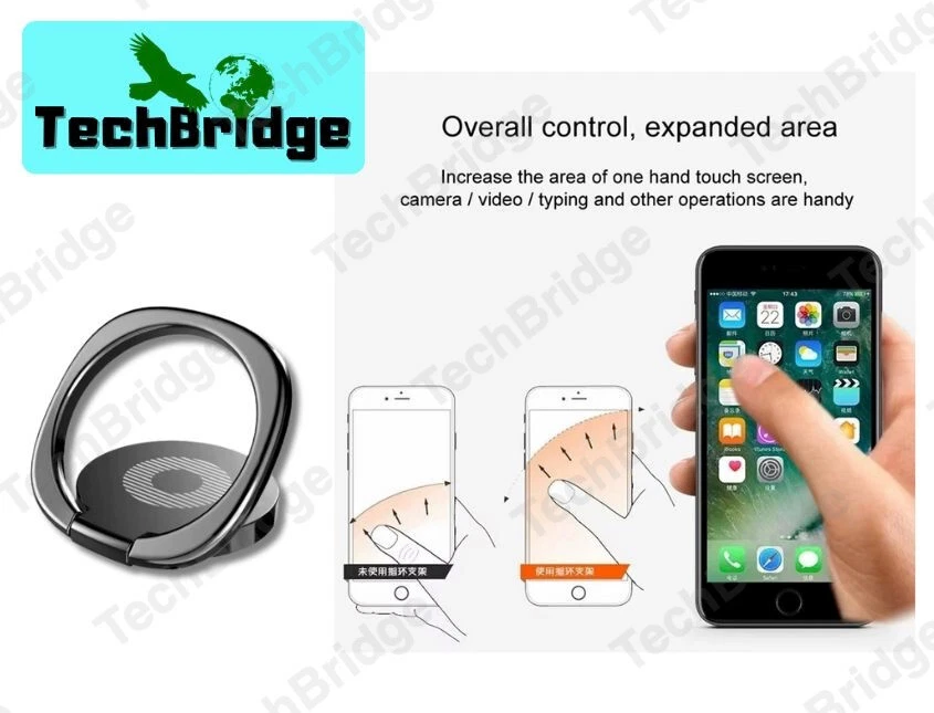 Magnetic Finger Ring Grip Stand 360° Holder for Phone Tablet - Silver Universal - Image 3 of 4