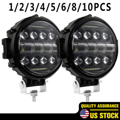 7'' Round LED Work Light Fog Driving DRL Headlight Offroad SUV 4WD Truck Tractor