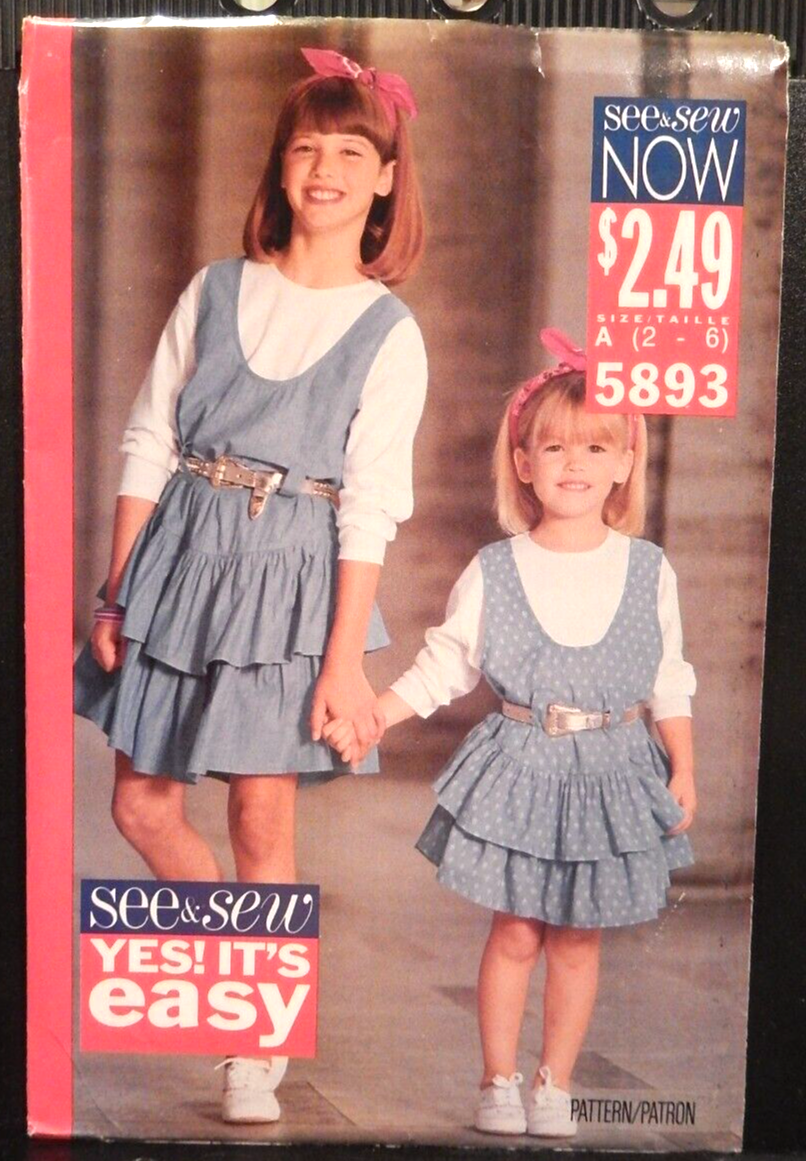 Butterick See&Sew 5893 girls' jumper and top pattern size 2-6
