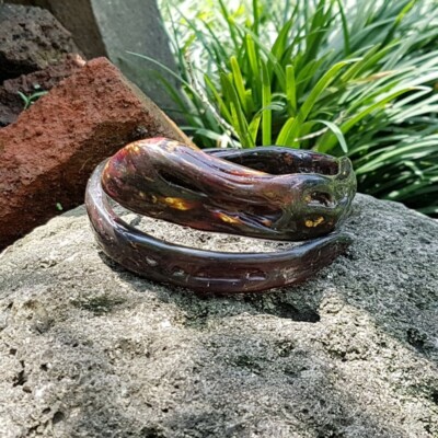 Antique Red Akar Bahar Coral Maluku Ocean Handmade Bangle Bracelet #5
