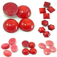 Bamboo Red Coral Half Round Cabochon One pc Half Oval, Square Cabochon Free Ship