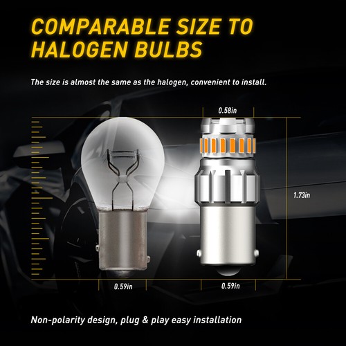 AUXITO 1156 12496 Amber LED Turn Signal Light Bulb Error Free Anti Hyper Flash H - Picture 8 of 16