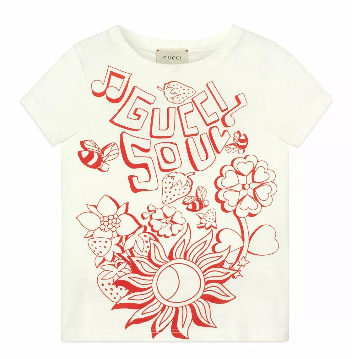 New Gucci Kids Soul & Love Short-Sleeve T-Shirt White Size 4-10 554879 9440