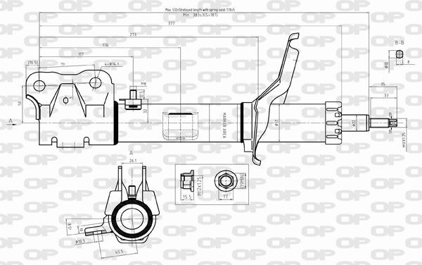 Amortisseur avant droit de suspension pour train avant Citroën C-Crosser et Peugeot 4007 2.2HDi