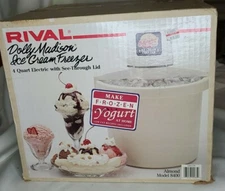 Rival Dolly Maddison Ice Cream and Yogurt 4 Quart Freezer/Maker #8400 Looks New!