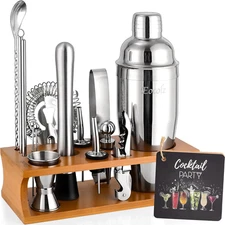 Bartender Kit Cocktail Shaker Set with Stand Bar Tool Bar Set for Drink Mixing H
