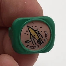 Vintage 1950's Tom Corbett Space Cadet Rocket Scout Green Plastic Ring Toy