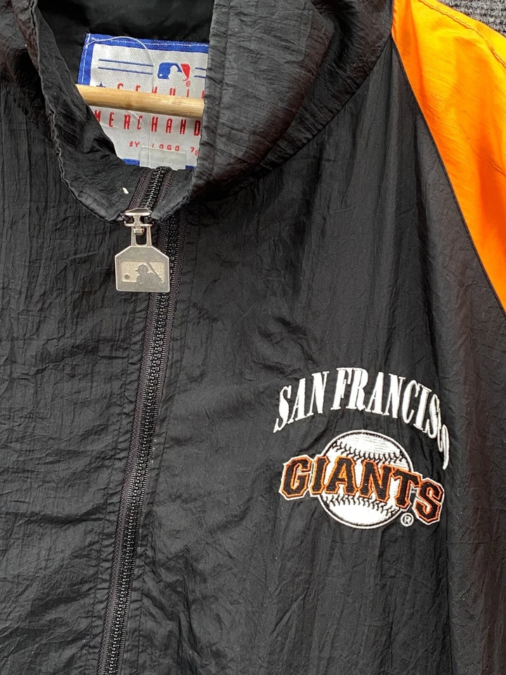 San Francisco Giants MLB Logo 7 Mens Large Full Zip Windbreaker Jacket Black - Image 4 of 4