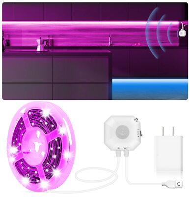 Motion Sensor Lights Indoor RGB LED Strip APP Control Plug-in 16.4ft Bedroom