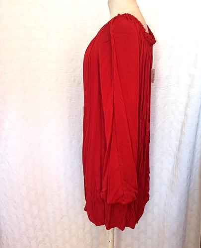 Damen Tunika Kleid C158T Größe 40,42,M Farbe Rot, Carmen Ausschnitt Italy - Bild 3 von 11