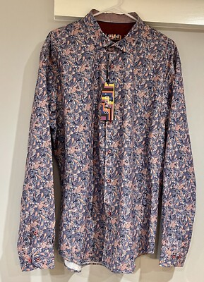 SPAZIO Italian Fashion Designed Collar Long Sleeve Size XXL Paisley 2X navy NWT