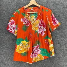 Old Navy Blouse Women S Red Floral Short Slee...