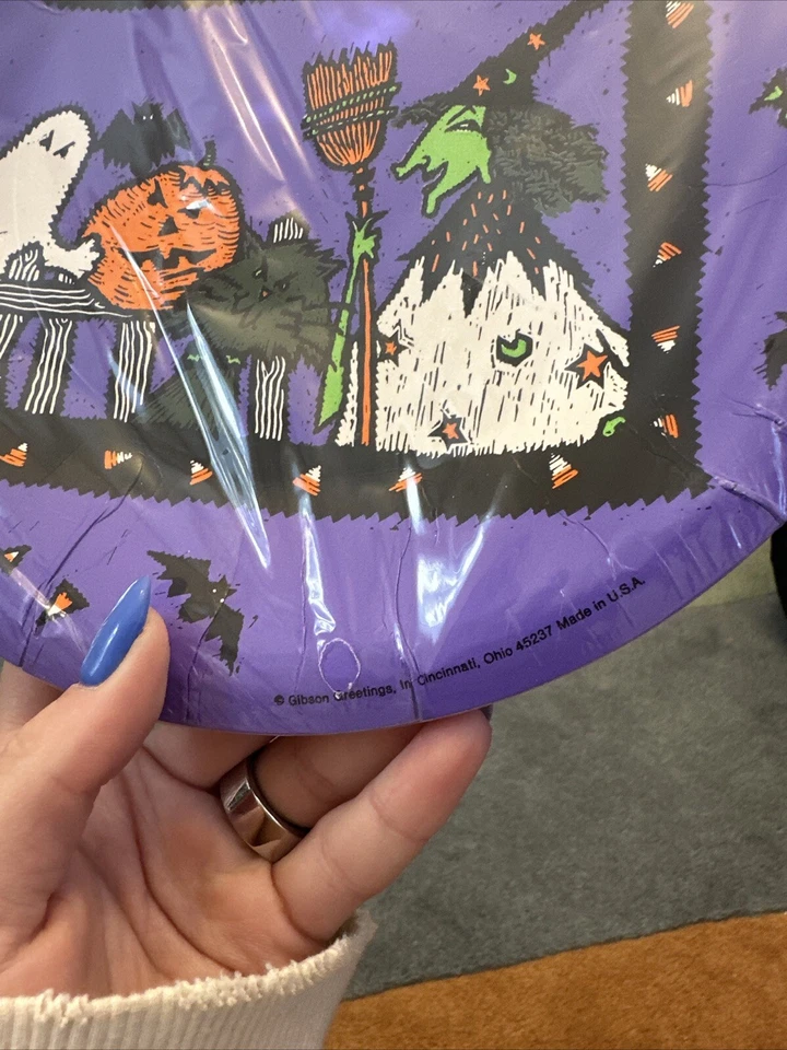 Vintage Gibson Halloween Join The Party Ghost Witch Cat Pumpkin Paper Plates - Image 2 of 3