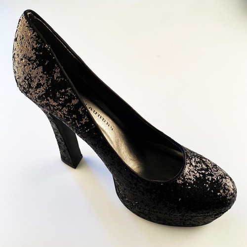 Chinese Laundry Size 9 Move Over $140 CAD Black Glitter Platform High Heels NIB - Picture 2 of 6