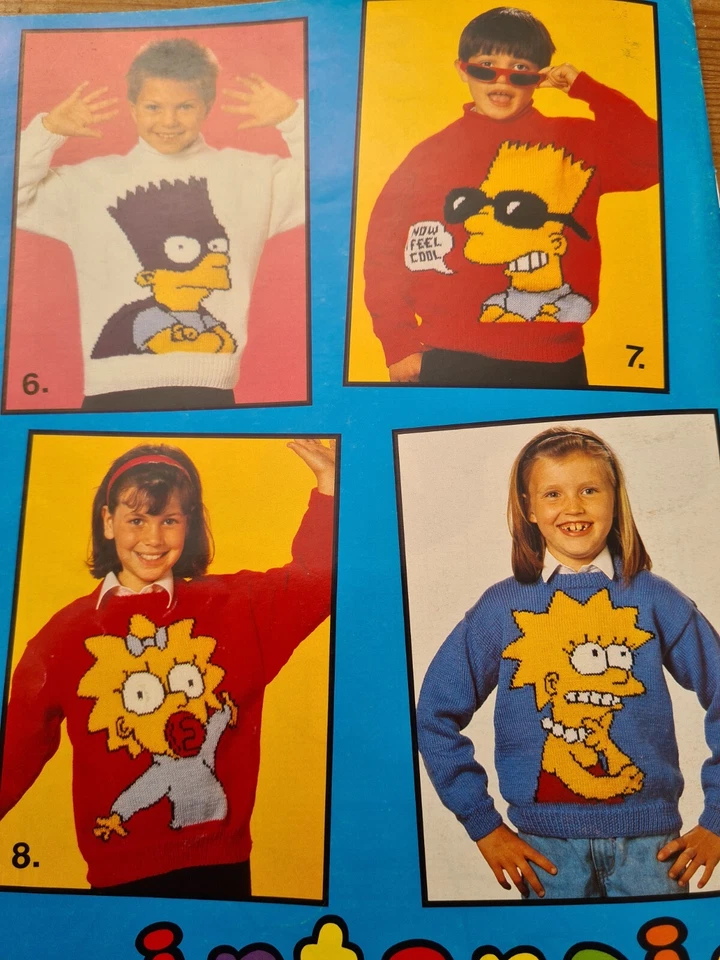 The Simpsons 9 design vintage intersia double knitting pattern children adult - Image 3 of 4