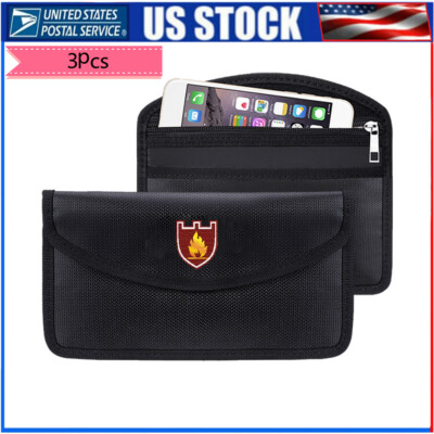 3pcs 2000  Fire Proof Safe Bag Fireproof Document Pouch Cash Money Bag US